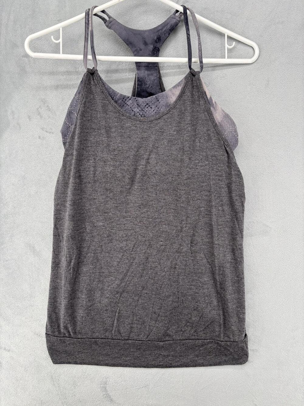 ALO Tank Womens S Gray Built-In Bra Breathable Stretch Scoop Neck Yoga